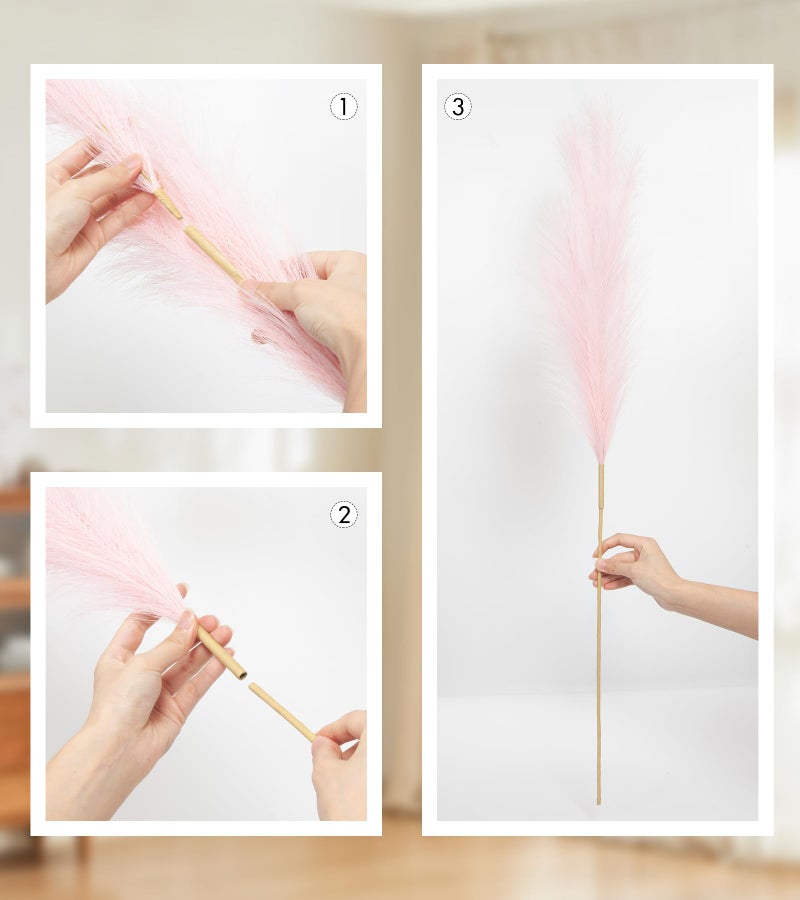 MUUNC 9 Pcs 45" Tall Pampas Grass Pink Decor, Long Stem Artificial Flower Floor Vase Large Faux Floral Pompas Fake Plants Dried Bouquet Arrangement Vase Filler for Boho Home Wedding Decoration - Image 4