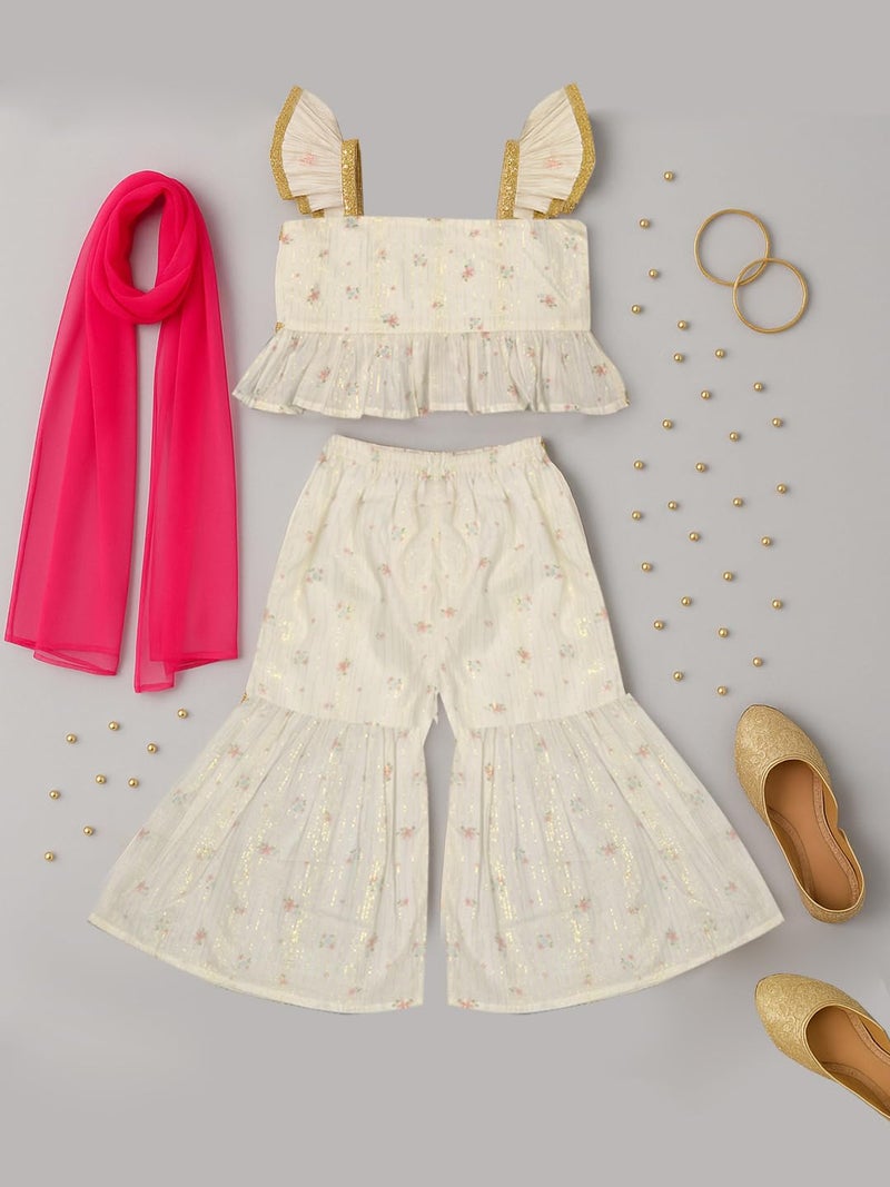 A.T.U.N. (ALL THINGS UBER NICE) Girls Kurti, Sharara and Dupatta Set | Comfortable Ethnic Wear Clothing Set - Image 4