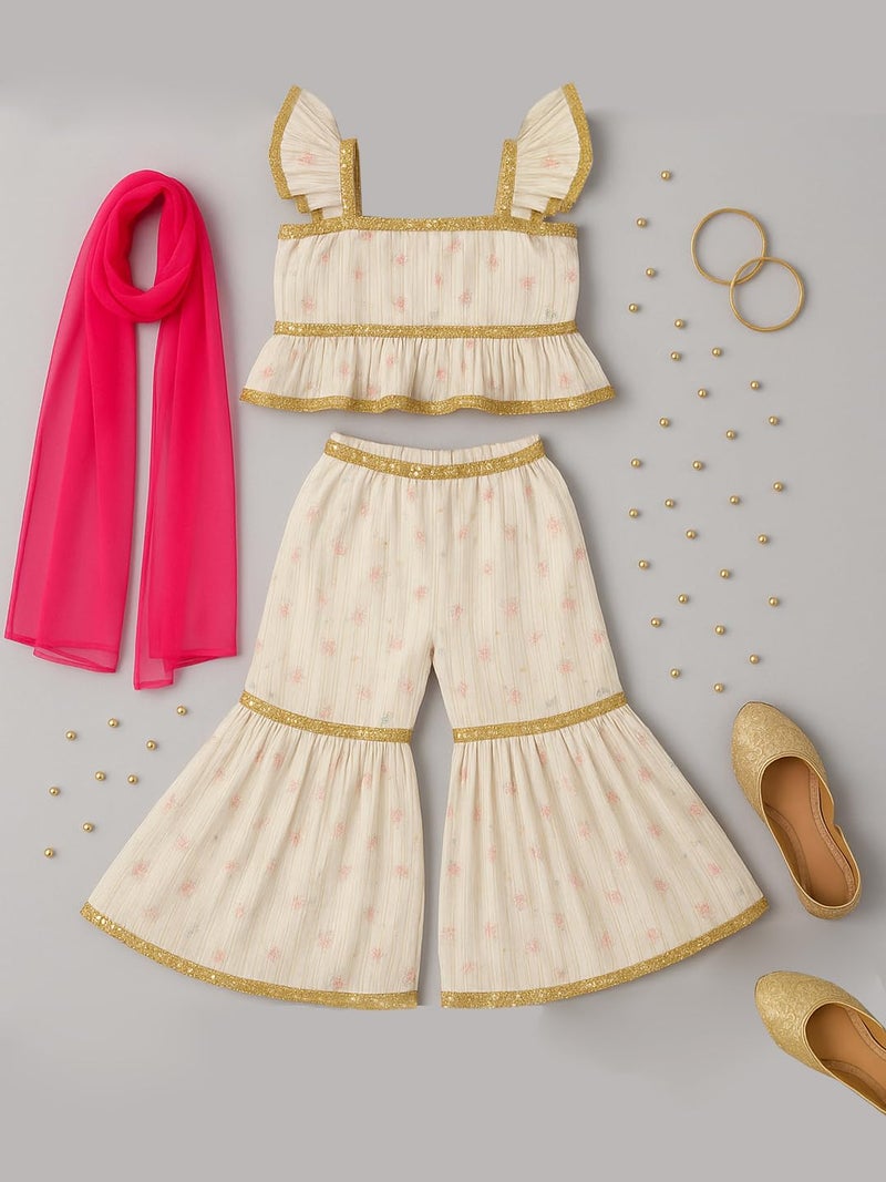 A.T.U.N. (ALL THINGS UBER NICE) Girls Kurti, Sharara and Dupatta Set | Comfortable Ethnic Wear Clothing Set - Image 3
