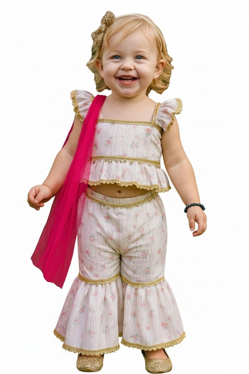 A.T.U.N. (ALL THINGS UBER NICE) Girls Kurti, Sharara and Dupatta Set | Comfortable Ethnic Wear Clothing Set - Image 1