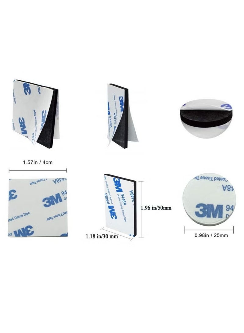 3M 120 Pcs Double Sided Foam Tape Strong Pad Mounting,Black Self-Adhesive Tape Include Square Round and Rectangular, Black - Image 3