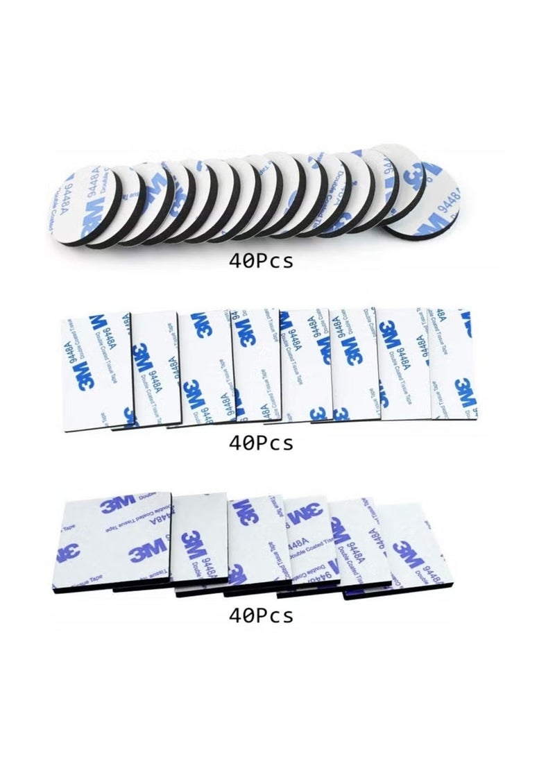 3M 120 Pcs Double Sided Foam Tape Strong Pad Mounting,Black Self-Adhesive Tape Include Square Round and Rectangular, Black - Image 4