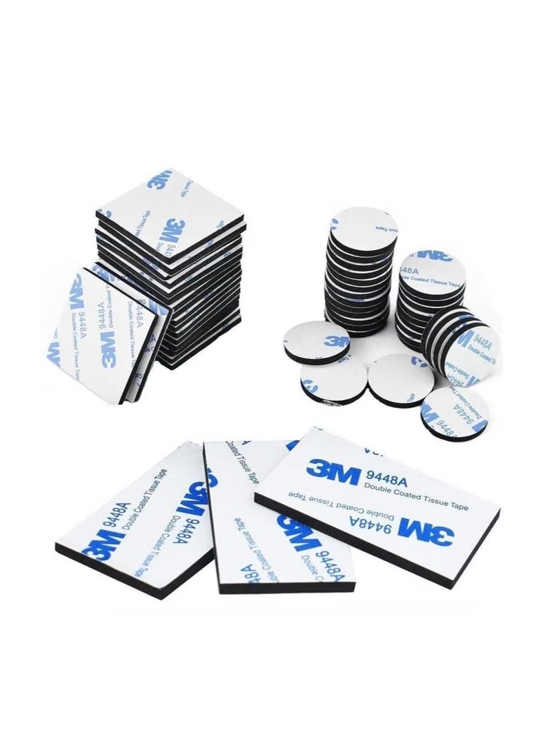 3M 120 Pcs Double Sided Foam Tape Strong Pad Mounting,Black Self-Adhesive Tape Include Square Round and Rectangular, Black - Image 2