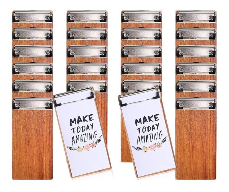 XCSOURCE Wooden Mini Clipboard With Profile Clip, Small Pocket A6 Board, Writing Pad for Restaurants, Office, Classroom Supplies, Light Wooden 8X4 Inch Pocket Sized Notepads (24) - Image 1