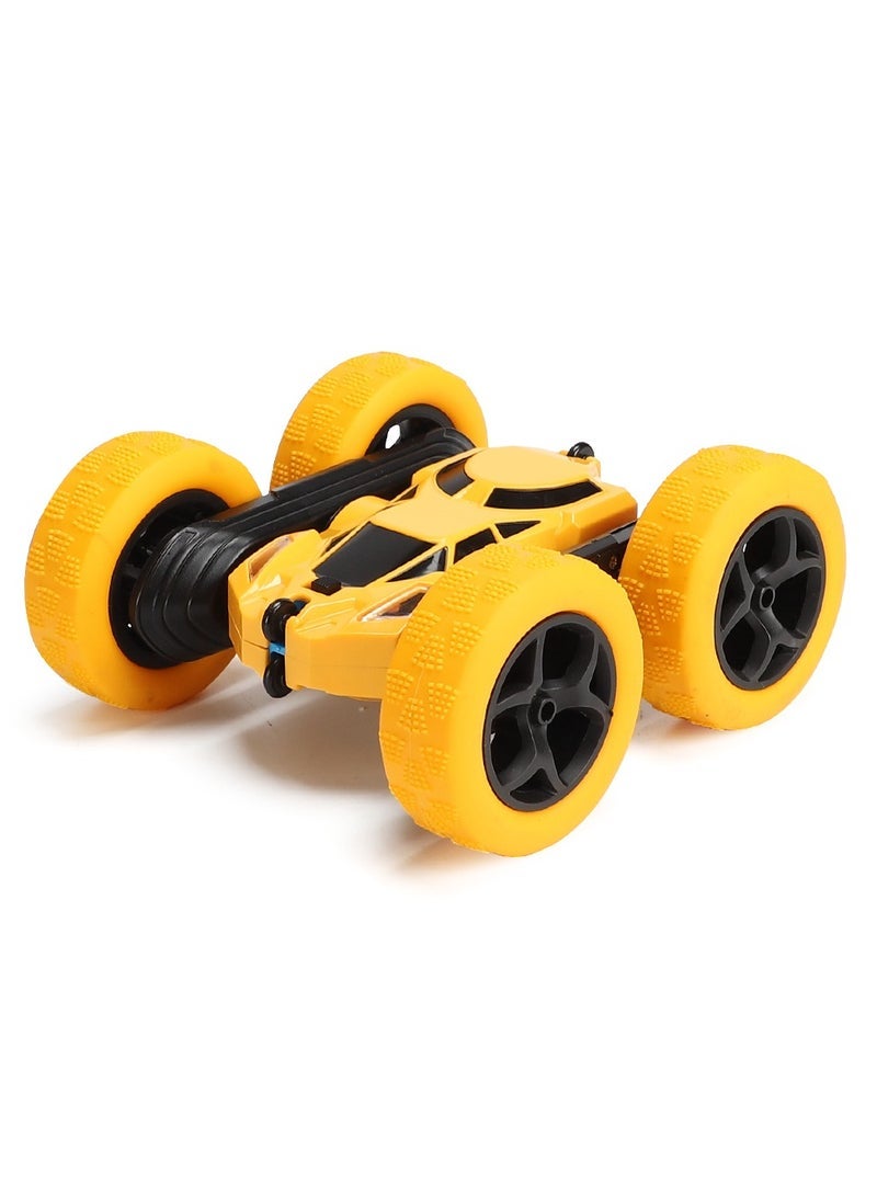 unikbebe 360 Rotating Remote Control Car for Kids - Double Sided 4WD RC Stunt Car with Headlights, 2.4GHz Off-Road Electric Race Toy, Rechargeable Stunt Drifting Car (Yellow) for Ages 3+ - Image 3