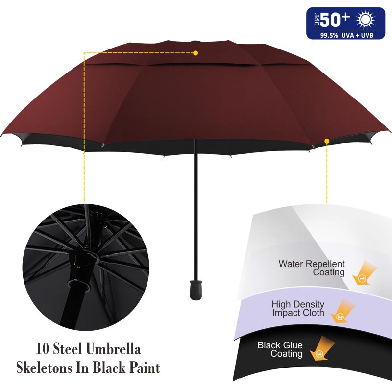 DUOUPA Patio Umbrellas Beach umbrella with Clamp,outdoor umbrella,Portable Umbrellas for Rain,Chair,Golf Cart,Stroller Manual Open & Close (Wine 43â€³/Type A) - Image 4
