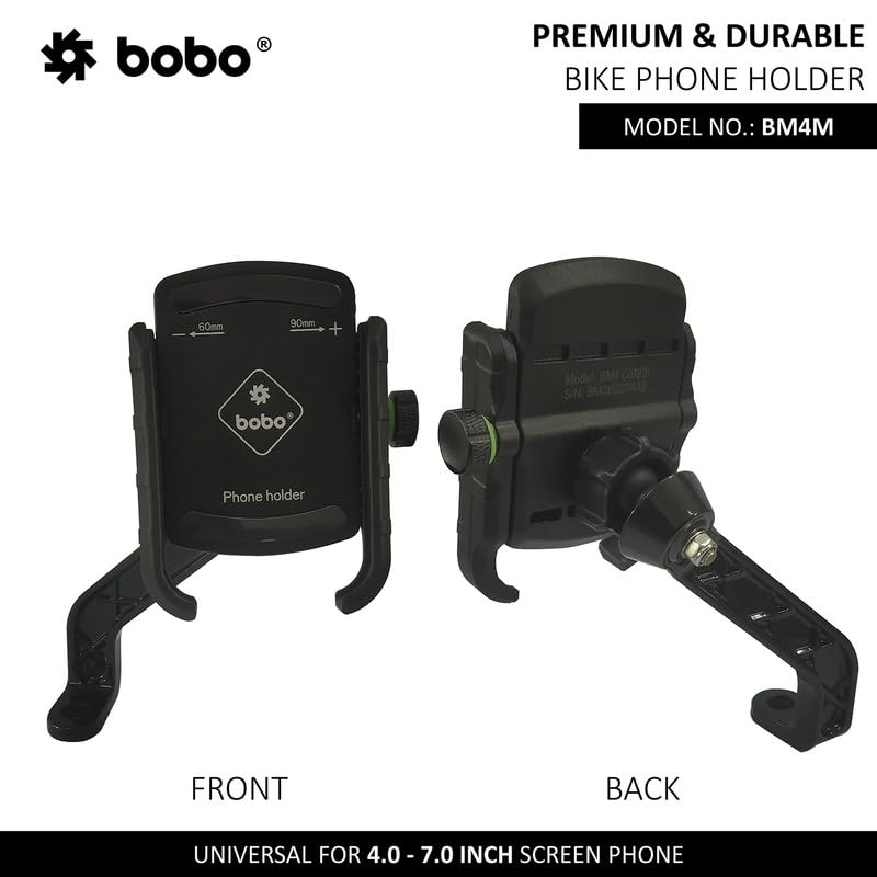 Bobo BM4M Jaw-Grip Mirror Mount Waterproof Bike/Motorcycle/Scooter Mobile Phone Holder Mount, Ideal for Maps and GPS Navigation (Black) - Image 2