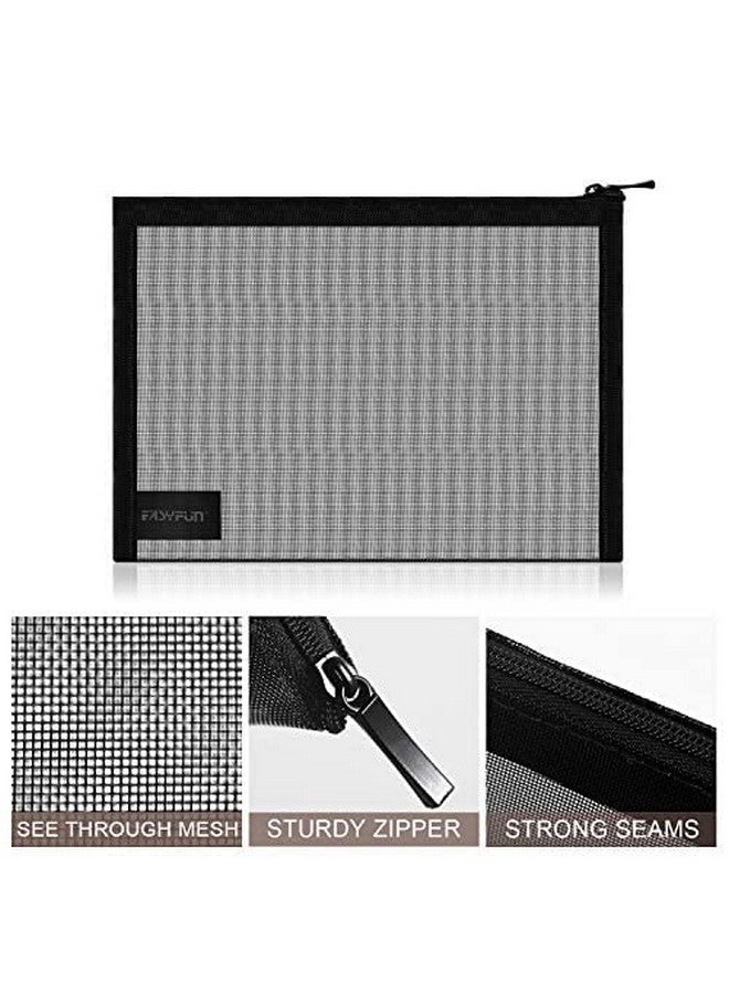EASYFUN Mesh Pouch, Make up Bag with Zipper Cosmetic Organizer Pouch for Daily or Travel to Keep Small Items, 4 PCS Black - Image 3