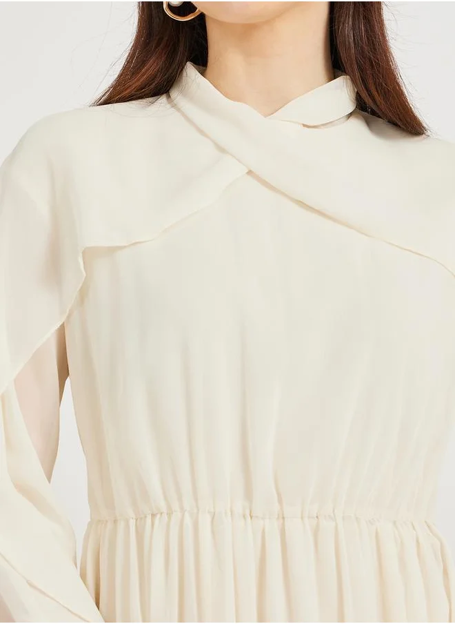 ستايلي Solid Ruched Waist Detail A-Line Maxi Dress