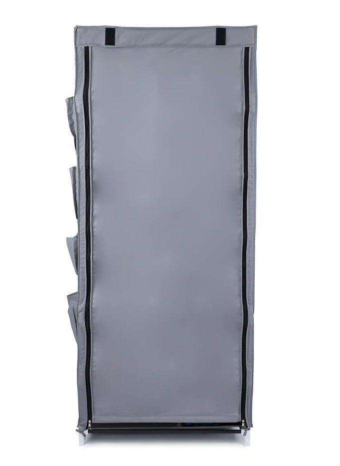 TTTP The Professionals Choice FOLDABLE NON-WOVEN WARDROBE WITH FOUR SHELVES AND A HANGING BAR AND TWELVE SIDE POCKETS. SIZE 75X50X180 CM - GRAY COLOR  - Image 3