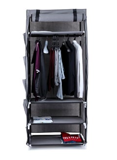 FOLDABLE NON-WOVEN WARDROBE WITH FOUR SHELVES AND A HANGING BAR AND TWELVE SIDE POCKETS. SIZE 75X50X180 CM - GRAY COLOR - pzsku/Z821C965DDE31D37D1959Z/45/_/1715631689/f5339df5-2d1c-468c-afd8-0d134a6de135