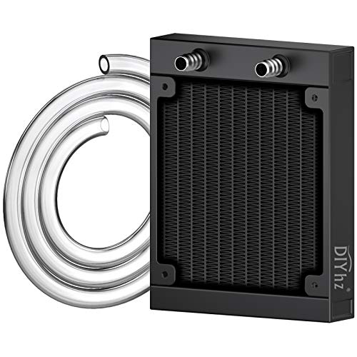 DIYhz Water Cooling Computer Radiator, 12 Pipe Aluminum Heat Exchanger Liquid Cooling Radiator Heat Sink 120mm for CPU PC Laser Water Cool System DC12V Black - Image 1