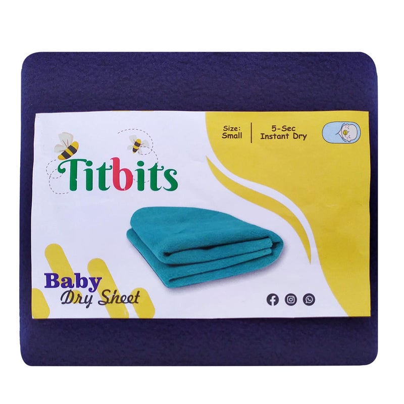 Titbits Waterproof Baby Bed Protector Dry Sheet - Navy Blue (Small, 70x50 cm) - Image 1