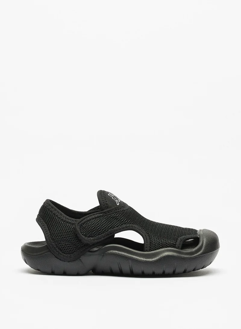 كابا Logo Detail Slip On Sandals with Hook and Loop Closure