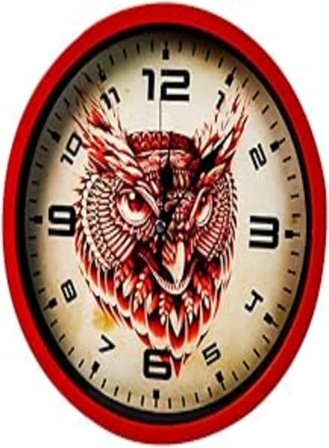 QUARTZ Round Wall Clock Bird Decorative For Living room, Kitchen, Bedroom, Office room - Multi color - 30 Cm-Medium