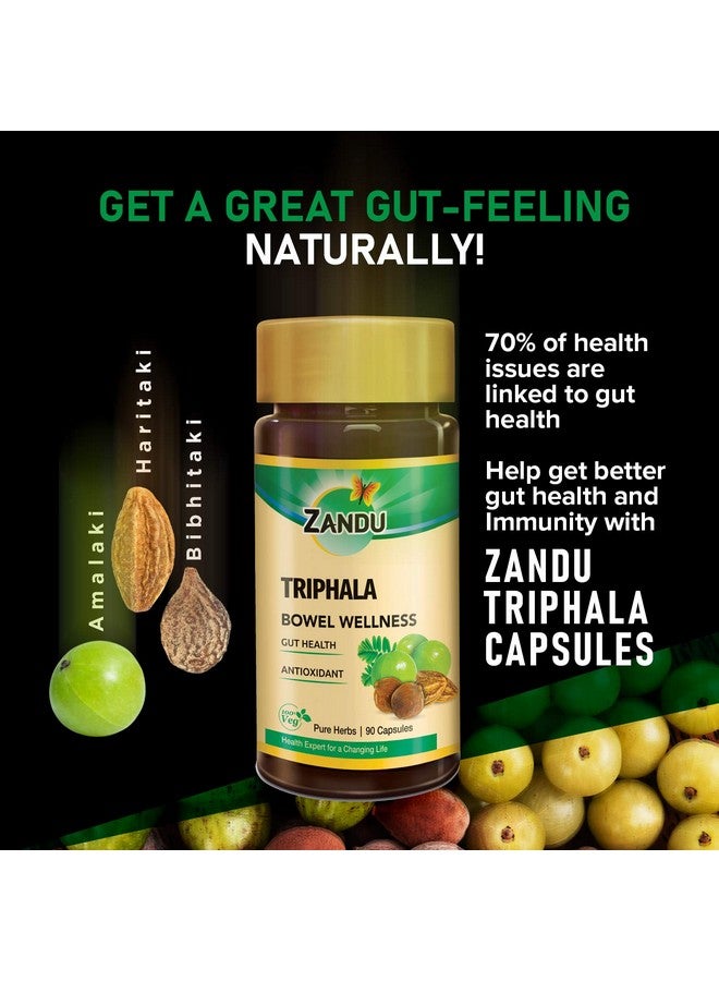 Zandu كبسولات زاندو تريبيلا، تدعم صحة الأمعاء والأمعاء الصحية، تساعد في تعزيز المناعة ومفيدة للهضم، خصائص مضادة للأكسدة - 90 كبسولة نباتية - Image 2