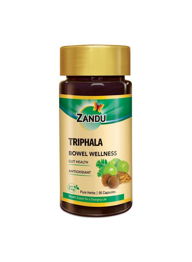 Zandu كبسولات زاندو تريبيلا، تدعم صحة الأمعاء والأمعاء الصحية، تساعد في تعزيز المناعة ومفيدة للهضم، خصائص مضادة للأكسدة - 90 كبسولة نباتية - Image 1
