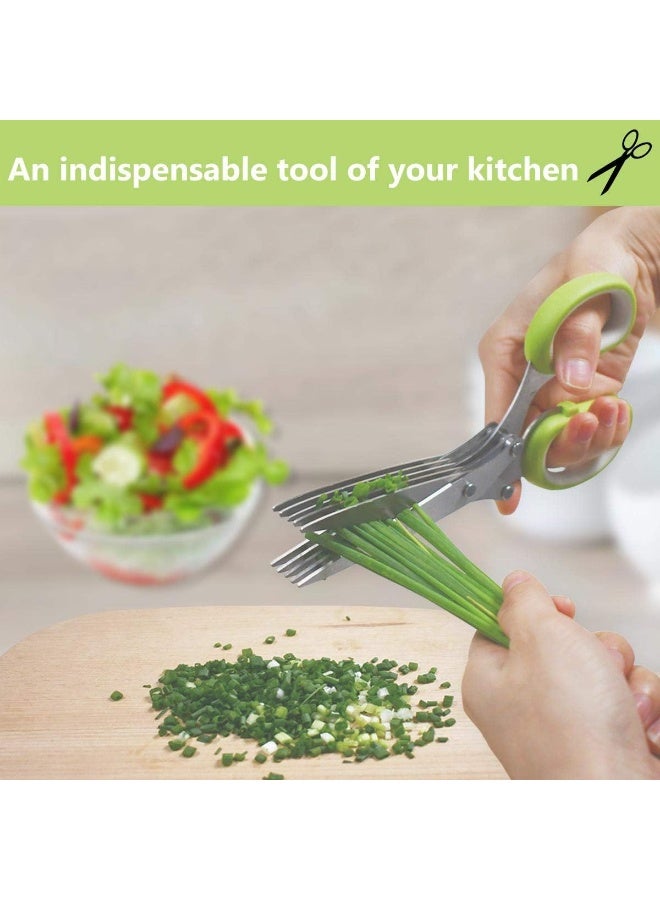 TTSAM Herb Cutter Scissors 5 Blade Scissors Kitchen Multipurpose Cutting Shear with 5 Stainless Steel Blades & Safety - Image 1