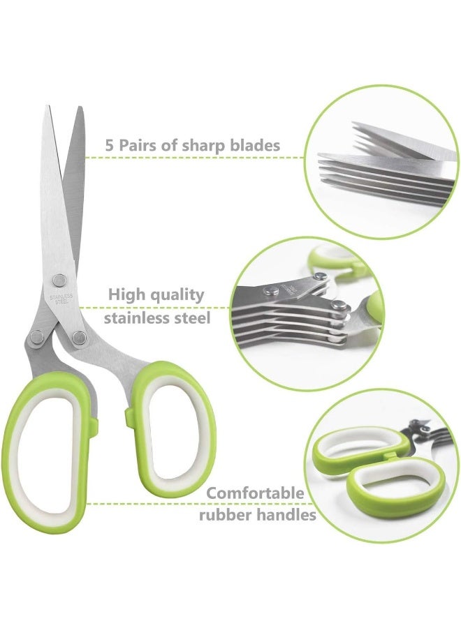 TTSAM Herb Cutter Scissors 5 Blade Scissors Kitchen Multipurpose Cutting Shear with 5 Stainless Steel Blades & Safety - Image 2