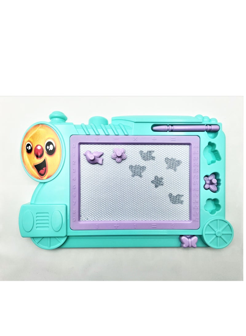 Drawing Board Doodle Board Writing Painting And Learning Board With 3 Magnet Shapes For Kids Green color - Image 1