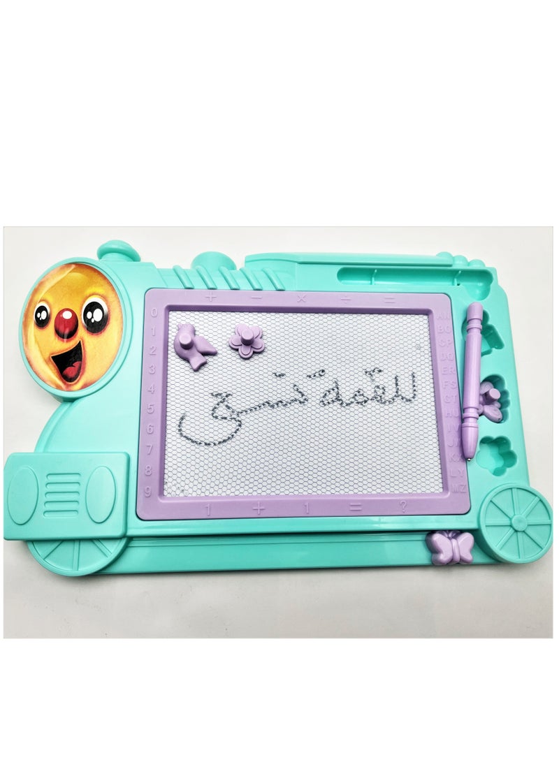 Drawing Board Doodle Board Writing Painting And Learning Board With 3 Magnet Shapes For Kids Green color - Image 3