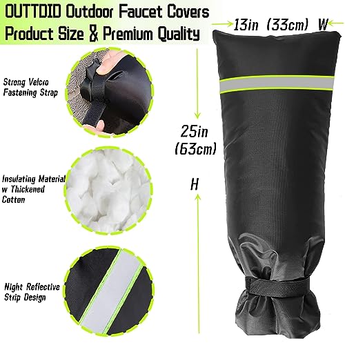 OUTTDID Outdoor Faucet Covers for Winter 25H x 13W Thinsulate Insulation Faucet Freeze Protector 2 Pack for Garden Lawn Faucets Yard Hydrant Waterproof Insulated Spigot Cover Faucet Sock - Image 3