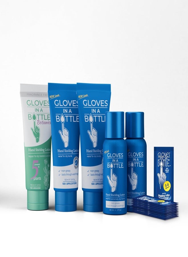 جلوفز إن أ بوتل مجموعة هدايا لوشن ترميم البشرة "قفازات في زجاجة" للبشرة الجافة (مجموعة من 5 قطع) - Image 1