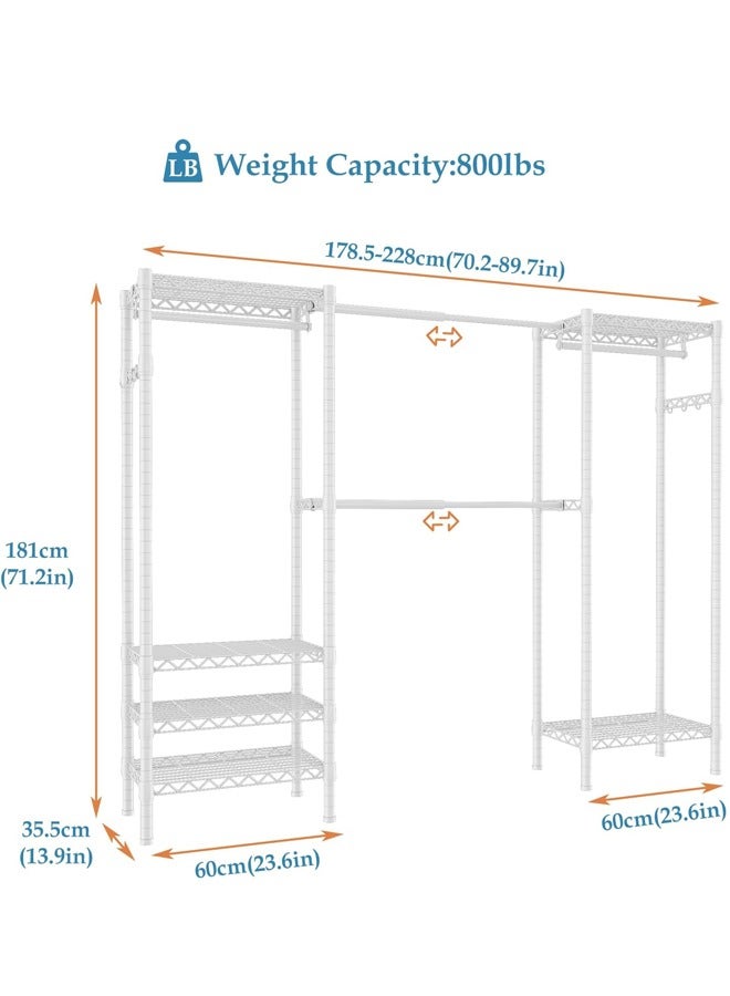 Solerconm Retractable Clothing Rack:6 Tiers Adjustable Metal Clothes Rack with 4 Hanger Rods - Easy to Assemble for Effortless Style (White) - Image 2