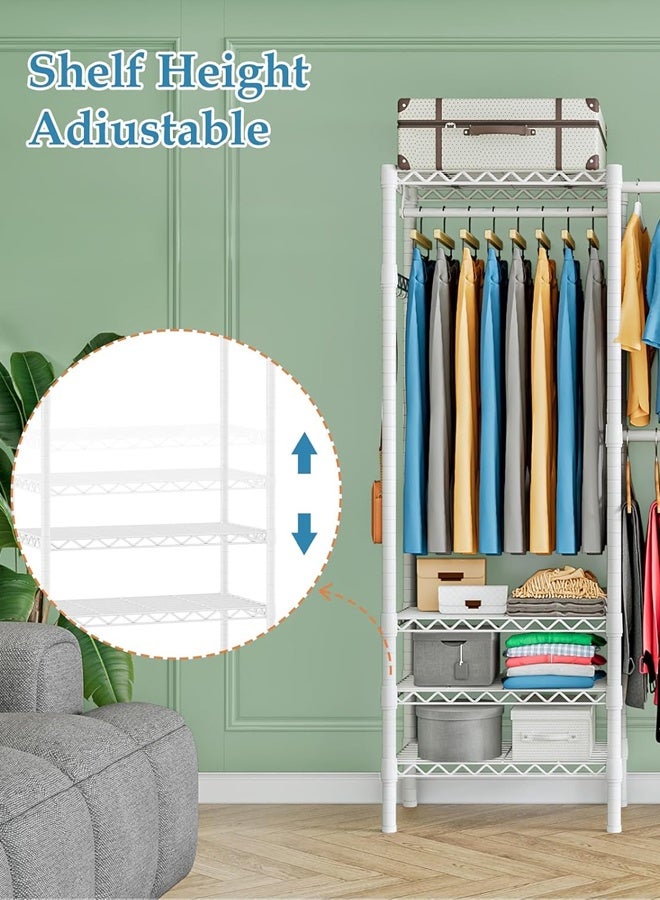 Solerconm Retractable Clothing Rack:6 Tiers Adjustable Metal Clothes Rack with 4 Hanger Rods - Easy to Assemble for Effortless Style (White) - Image 5