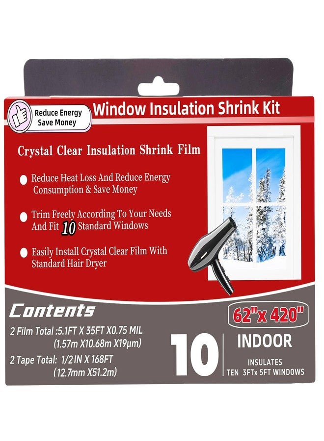 Fonsbleaudy 10-Window Shrink Film Window Insulation kit（62-Inch x 420-Inch），Insulating Film Window Kit Keeps Cold Air Out and Warm Air in (10 Windows) - Image 3