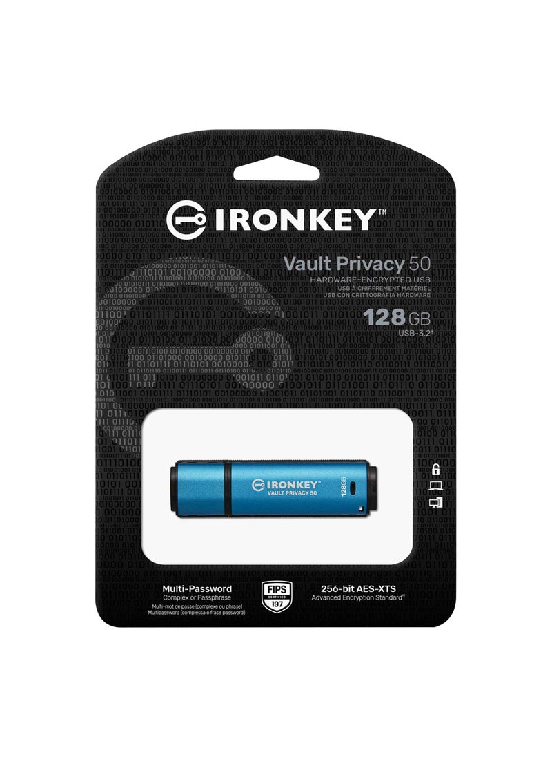Kingston Kingston IronKey Vault Privacy 50 128GB Encrypted USB | FIPS 197 | AES-256bit | BadUSB Attack Protection | Multi-Password Options | IKVP50/128GB  - Image 3
