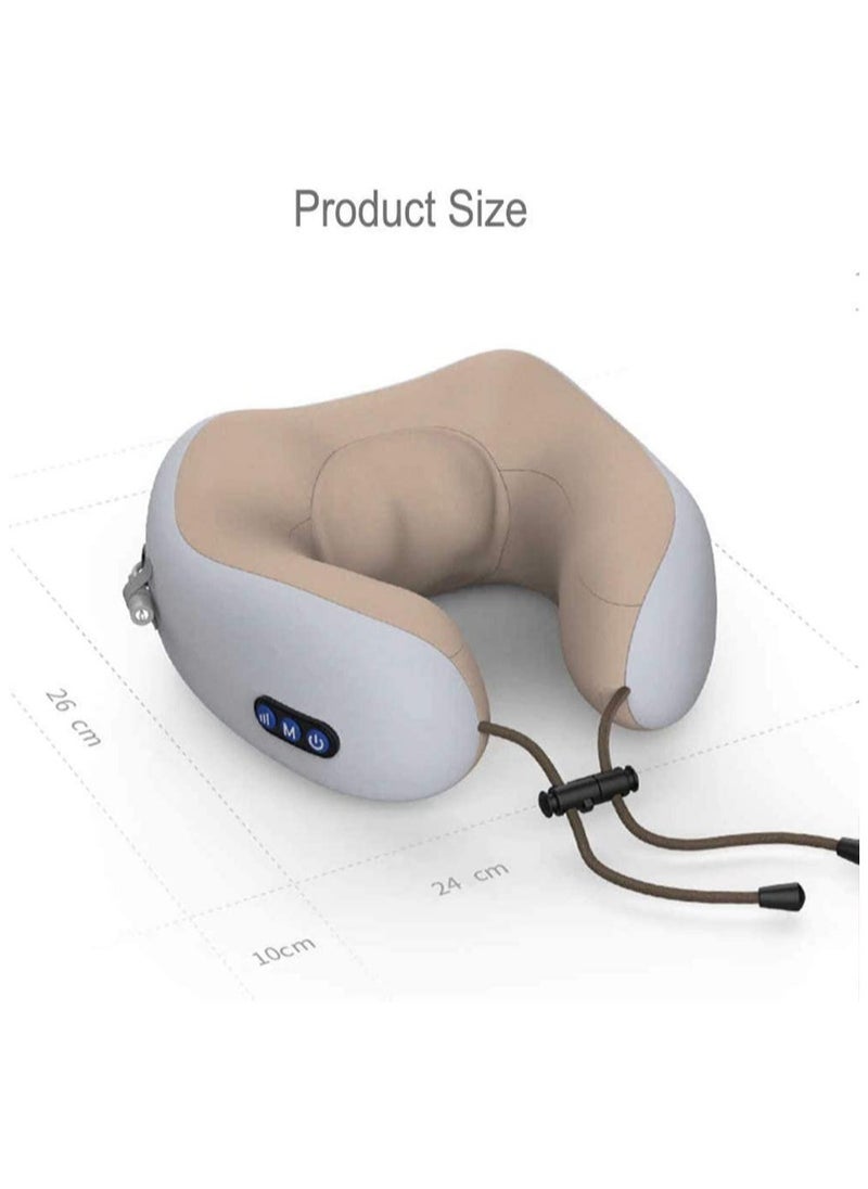 ELTRAZONE - Travel Pillows For Sleeping Airplane Portable Electric Neck Massager Soft Comfortable Breathable Shaped Memory Foam Massage Neck Pillow For Car Home And Office - Image 1