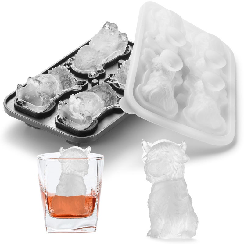 Nax Caki 3D Highland Cow Ice Cube Tray, Large Silicone Fun Shapes Ice Cube Mold for Whiskey,Cocktails, Bourbon, Cute Highland Cow Gifts for Holiday Stocking Stuffers - Image 1