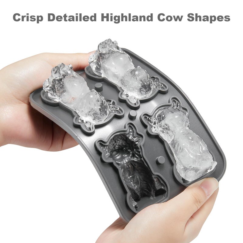 Nax Caki 3D Highland Cow Ice Cube Tray, Large Silicone Fun Shapes Ice Cube Mold for Whiskey,Cocktails, Bourbon, Cute Highland Cow Gifts for Holiday Stocking Stuffers - Image 5