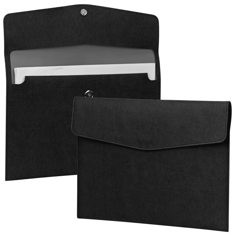 FYY File Folder, PU Leather A4 Document Holder File Organizer Filing Envelope Portfolio Case Tablet Sleeve with Magnetic Snap Closure for Home School Office Stationery Black - Image 1
