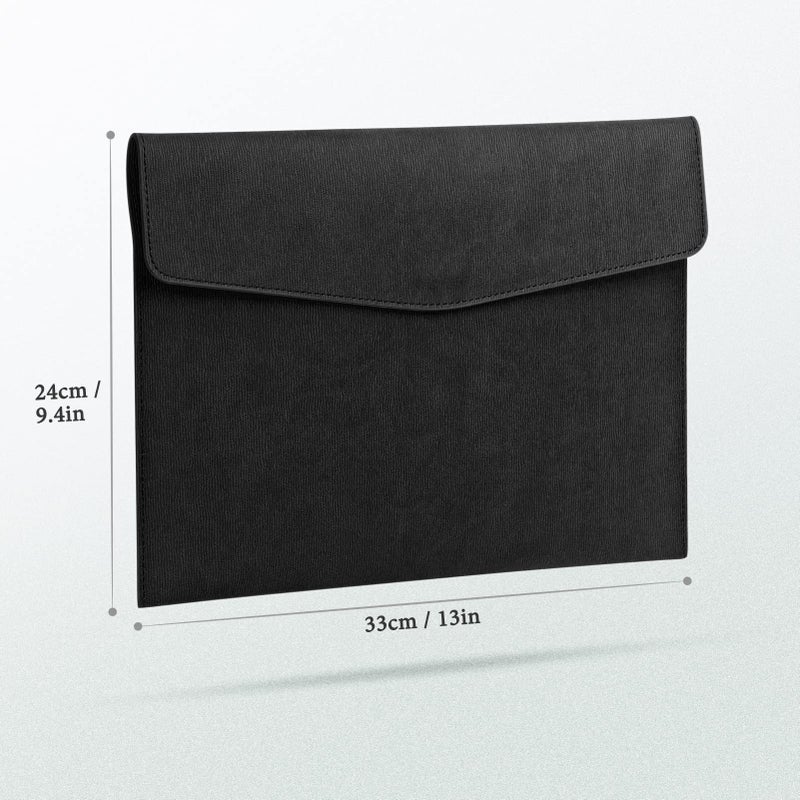 FYY File Folder, PU Leather A4 Document Holder File Organizer Filing Envelope Portfolio Case Tablet Sleeve with Magnetic Snap Closure for Home School Office Stationery Black - Image 2