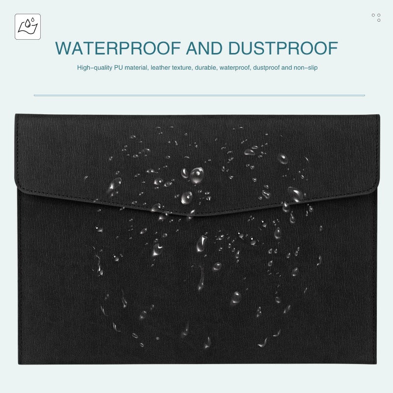 FYY File Folder, PU Leather A4 Document Holder File Organizer Filing Envelope Portfolio Case Tablet Sleeve with Magnetic Snap Closure for Home School Office Stationery Black - Image 5