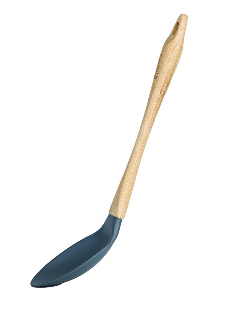 BERGNER EARTH NYLON(PBT) SERVING/COOKING SPOON WITH BABOO HANDLE 32.5 CM, WOODEN BROWN/GREY COLOR, BG39109GY - Image 2