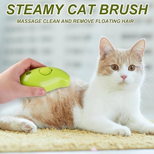 HATCHMATIC Steam Brush for pets, 3 In 1 Steam Brush, Grooming Brush for Cats & dogs, Pets Comb brush, Cats Steam Brush for Removing Tangled and Loose Hair - Green - Image 4