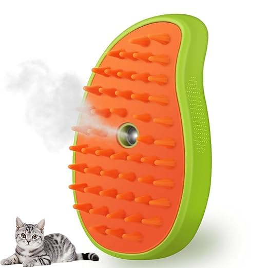 HATCHMATIC Steam Brush for pets, 3 In 1 Steam Brush, Grooming Brush for Cats & dogs, Pets Comb brush, Cats Steam Brush for Removing Tangled and Loose Hair - Green - Image 1