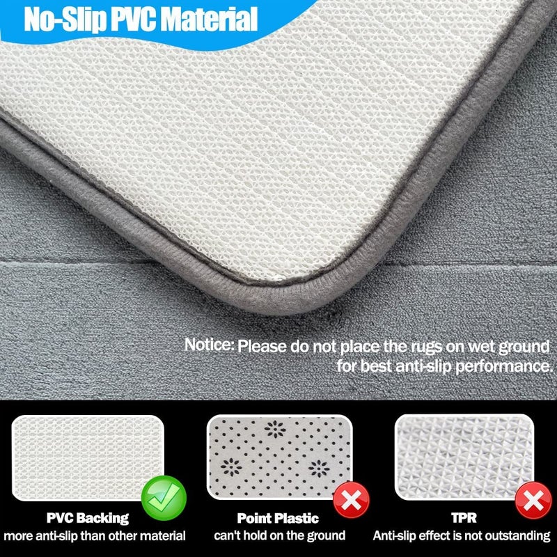 Onlyeasy Large Memory Foam Bathroom Mat 2 Pieces Set, Non Slip - Super Water Absorption Soft Bath Rugs,Thick, Dry Fast, Machine Washable 19.8x31.8 + 16x47.2 Inches, Grey - Image 3