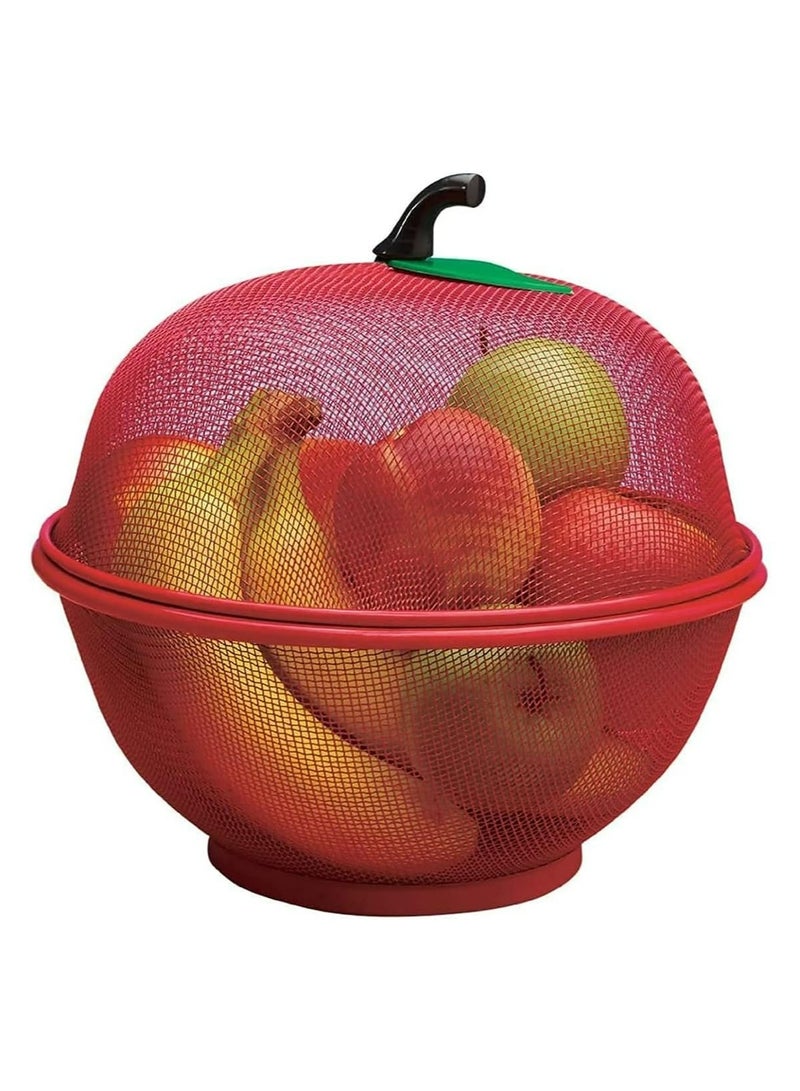 Mesh Fruit Basket Apple Shaped Metal Wire Mesh Holder Covered Fruit Bowl for Kitchen Counter Fruits Storage Drain Basket Strainers for Fruits and Vegetables Collection Basket for Fruits and Vegetables  - Image 2