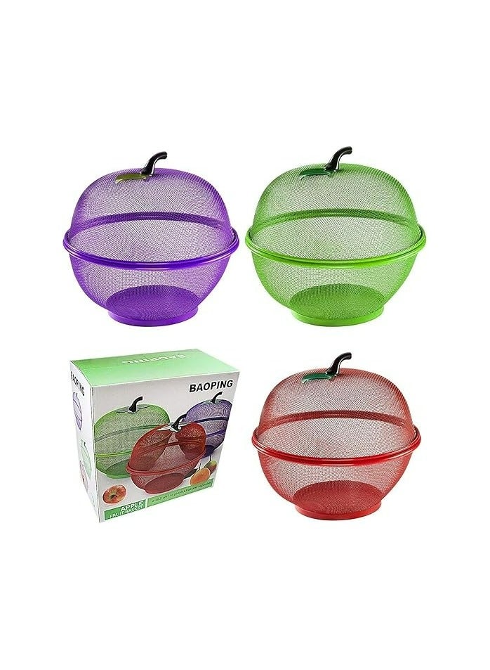 Mesh Fruit Basket Apple Shaped Metal Wire Mesh Holder Covered Fruit Bowl for Kitchen Counter Fruits Storage Drain Basket Strainers for Fruits and Vegetables Collection Basket for Fruits and Vegetables  - Image 3