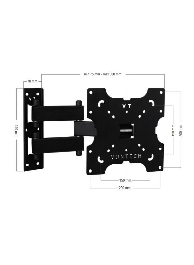 فونتيك حامل حائط ثابت من فونتيك لشاشات LCD وLED قابل للحركة والتعديل للتلفزيون من 22 بوصة إلى 42 بوصة باللون الأسود - Image 2