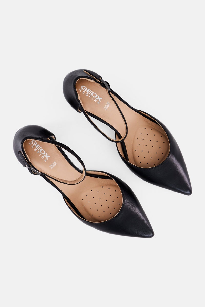 GEOX Women D Bigliana E Adjustable Buckle Pumps, Black  - Image 4