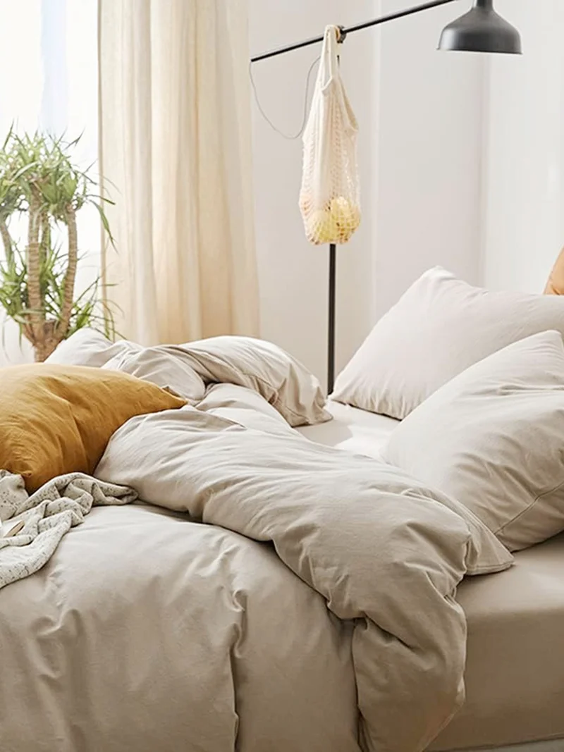 كاكا Cappuccino Coffee Double Sheet Elastic Duvet Cover Set
