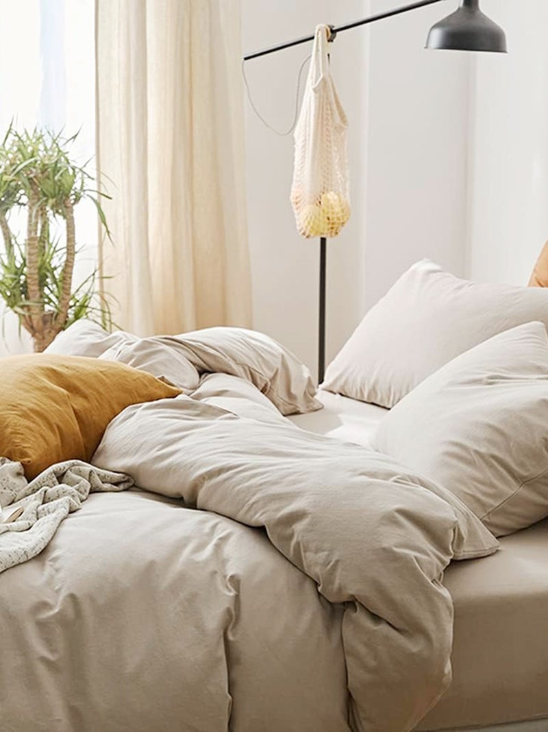 Caqqa Cappuccino Coffee Double Sheet Elastic Duvet Cover Set - Image 3