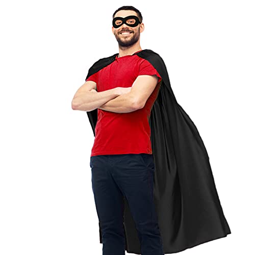 D.Q.Z Super Hero Capes and Masks for Adults Superhero Dress Up Halloween Costume Team Spirit Day Party Favors (Black) - Image 1