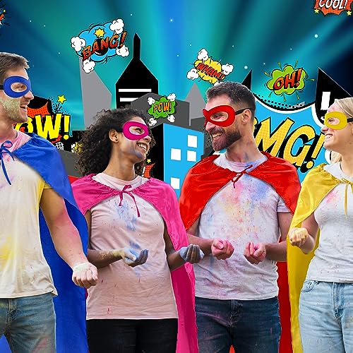 D.Q.Z Super Hero Capes and Masks for Adults Superhero Dress Up Halloween Costume Team Spirit Day Party Favors (Black) - Image 3