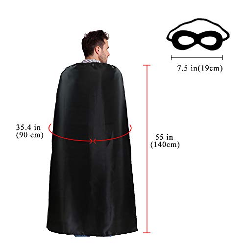 D.Q.Z Super Hero Capes and Masks for Adults Superhero Dress Up Halloween Costume Team Spirit Day Party Favors (Black) - Image 5